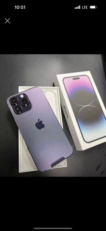 из дубая: IPhone 14 Pro Max, Скидка 10%, Новый, 128 ГБ, Deep Purple, Кабель, Чехол, Зарядное устройство, 85 %