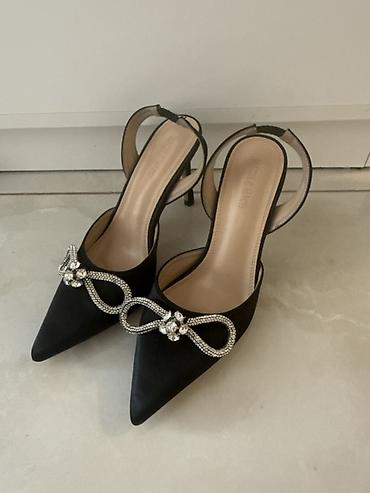 it sekis: Qadın ayaqqabısı – zərif slingback stilettolar 40 ölçü - Rəng: qara - — 1