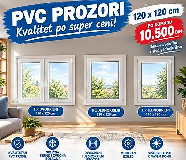 sudopera sa ormaricem: Prozor PVC Bele boje Dimenzije 120x120 cm 3 ista prozora Jedan — 1