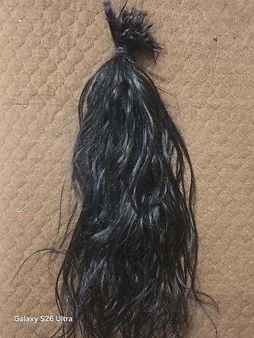 saç yuma: Qara təbii saç dəstəsi – topuz şəklində bağlanmış - Material: təbii — 1