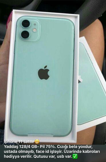 Apple iPhone: IPhone 11, 128 GB, Yaşıl, Face ID