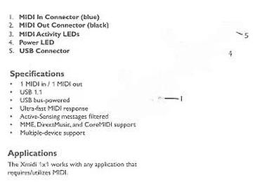 Druga oprema za računare i laptopove: E-MU Xmidi 1x1 – USB na MIDI interfejs kabl Opis: - Kompaktan — 10