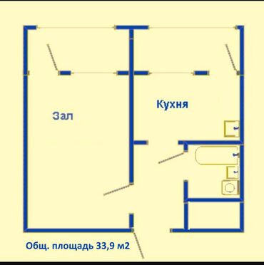 Продажа квартир: 1 комната, 34 м², 2 этаж