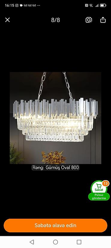 7771 ne demek: Çılçıraq, 8 lampa, Metal — 2