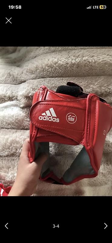 бинты боксерские: Боксерский шлем Adidas (красный) - Официальный дизайн с логотипом — 3