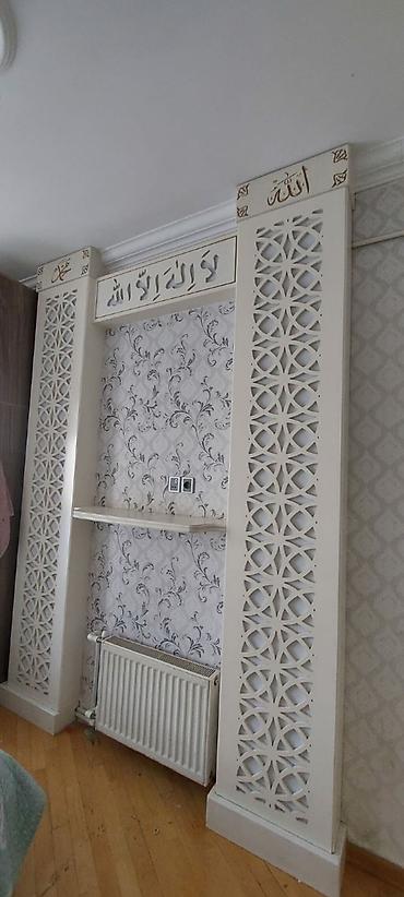 qefes type 1: Dekorativ MDF divar paneli və rəf sistemi - Material: MDF, krem — 1