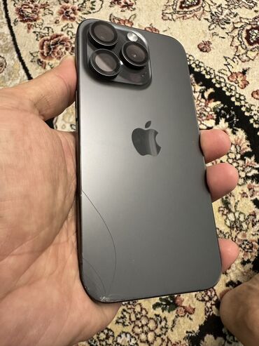 телефоны цены: IPhone 15 Pro, Колдонулган, 256 ГБ, Black Titanium, Коргоочу айнек, 93 %