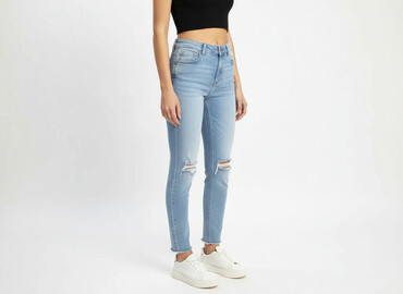 luźne jeansy damskie z wysokim stanem: Fashion Jeans, Jeansy damskie, rozmiar S