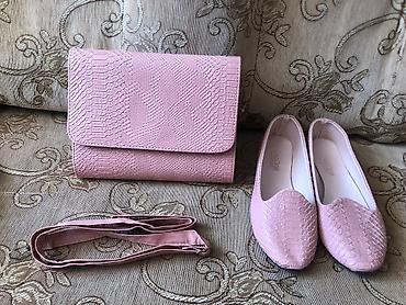 Балетки: Şık qadın dəsti – çəhrayı rəngdə - 1 ədəd qoltuqaltı/clutch çanta - 1 — 1