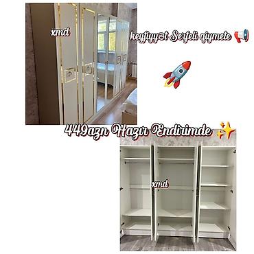 bar şkaf: Yeni, 4 qapılı, Güzgülü, Ağ, Açılan, Düz dolab — 1