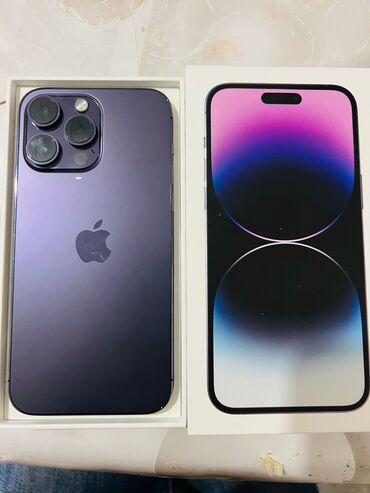 Apple iPhone: IPhone 14 Pro Max, Новый, 256 ГБ, Deep Purple, Защитное стекло, Коробка, 84 %