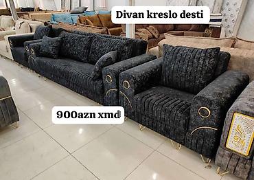 mebel evi: Divan kreslo dəsti - Rəng: tünd boz/qartal qanadı tonları - Komplekt — 1