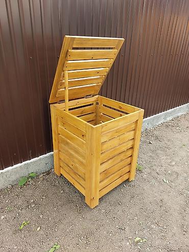 Другие товары для дома: Контейнер деревянный для сбора мусора. Стильный и современный мусорный — 11