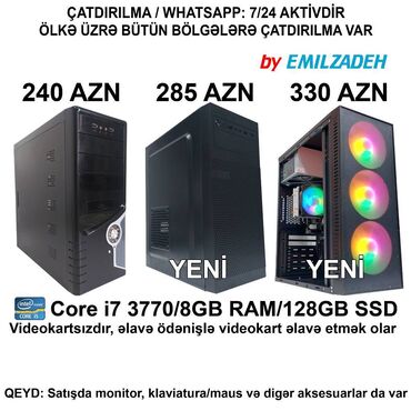 Dinamiklər və kolonkalar: Masaüstü Kompüter "DDR3 1155 H61/Core i7 3770/8GB Ram/128GB SSD" Ofis