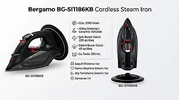 Бытовая техника: №: 16440 Məhsulun adı: Bergamo BG-SI1186KB simsiz buxarlı ütü, 2200 W — 1