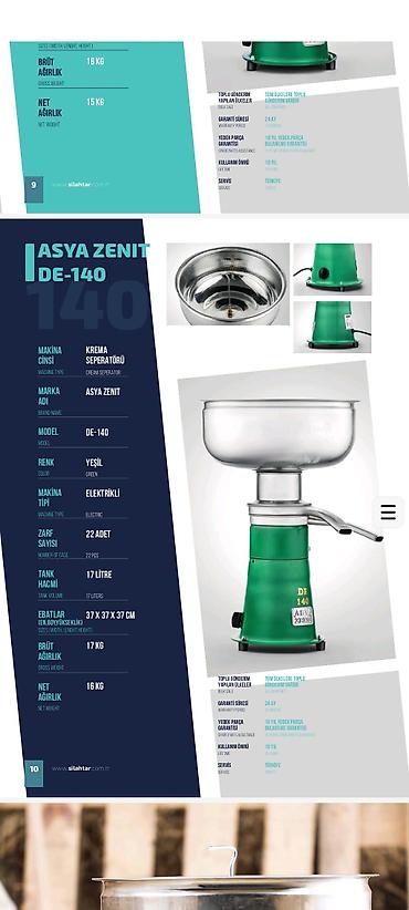 Separatorlar: Krema Separatörü – Sübitaş DE-140 / Asya Zenit DE-140 Südlə işləyən — 11