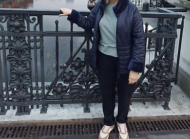 balonka kurtka turkce: 44 razmer üçün qış gödəkçəsi - Rəng: tünd göy - Model: yüngül şişmə — 1