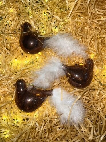 Yeni il oyuncaqları və bəzəkləri: Yeni il ağacı üçün quş fiqurlu bəzək dəsti - Dizayn: kiçik quş — 13