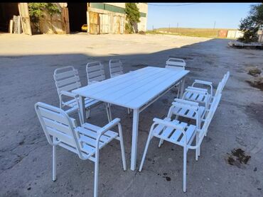 plastik stol stul sederek: Yeni, Dördbucaq masa, 8 stul, Açılmayan, Stullar ilə, Taxta, Azərbaycan