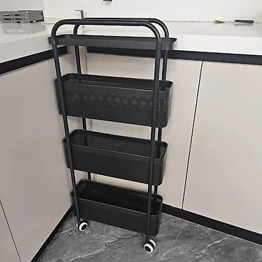 Тележки-органайзеры на колесах: Узкая многоярусная этажерка-органайзер на колесах - Форм-фактор — 10