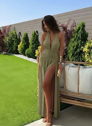 baletanke elegantne: 🔥Elegantna duga haljina sa dubokim V izrezom i visokim bočnim prorezom — 4