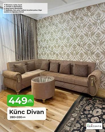 divan aləmi: Künc divan – 280×200 sm • Mexanizm: açılan, bazalı (yataq funksiyası — 1