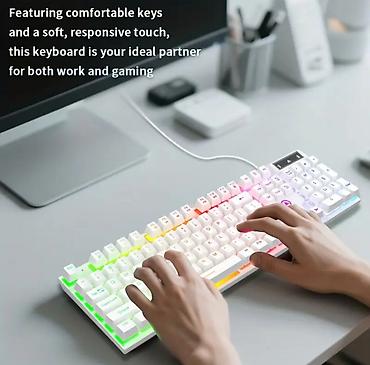 kral games: RGB arxa işıqlı oyun klaviaturası – White ( tək rəng tək model) - — 5
