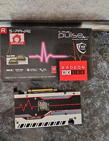 komputer aksesuarları: Videokart Sapphire Radeon RX 580, 8 GB, İşlənmiş — 8