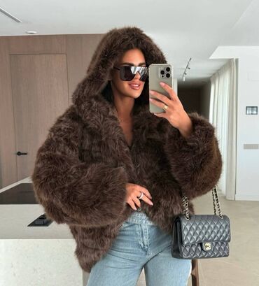 Krzneni kaputi: Sa postavom, Veštačko krzno, bоја - Siva — 12