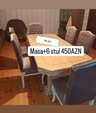 Sifarişlə divanlar: Qonaq otağı üçün, Yeni, Açılmayan, Dördbucaq masa, 6 stul, Azərbaycan