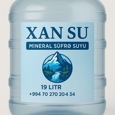 Молочные продукты и яйца: Xan Su mineral süfrə suyu, 19 litrlik qablaşdırmada təqdim olunur. Bu