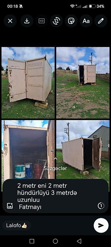 konteynerdən mağaza: Tecili satilir 📦 Metal konteyner satılır 🔹 Ölçüləri: • Eni: 2 metr • — 1