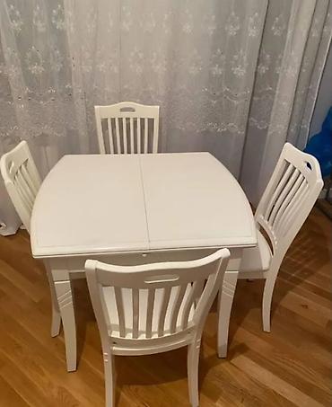 türk: Mətbəx üçün, İşlənmiş, Açılan, Kvadrat masa, 4 stul — 1