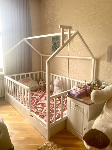uşaq yataq: Для девочки и мальчика, Кровать, С подъемным механизмом, Без матраса, С выдвижными ящиками