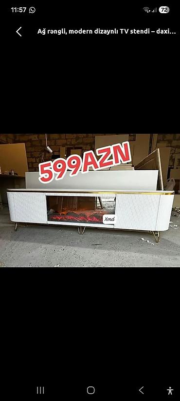 televizor atlığı: Ağ rəngli, müasir dizaynlı TV stendi. - İnteryerə uyumlu minimal və — 1