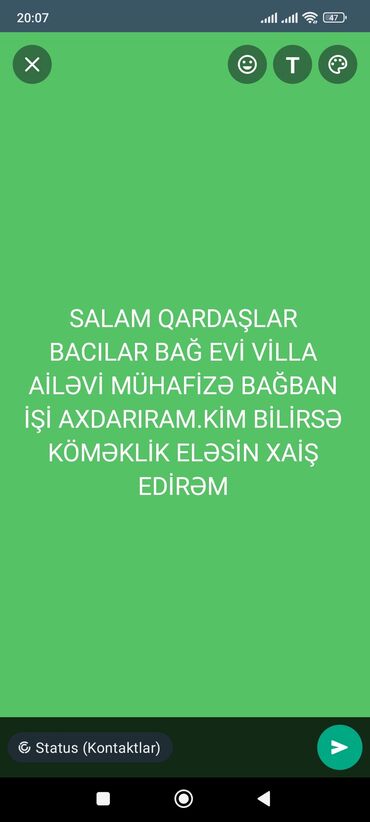 bagban teleb olunur tecili: Xai̇ş edi̇rəm bağ evləri̇ndə i̇şləyənlər köməkli̇k edi̇n