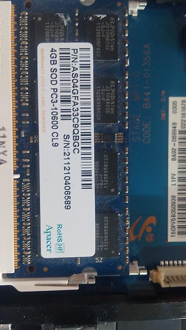 ram: RAM Noutbuk üçün 4 GB PC3-10600 CL9, tam işləkdir. Satılan kimi — 1