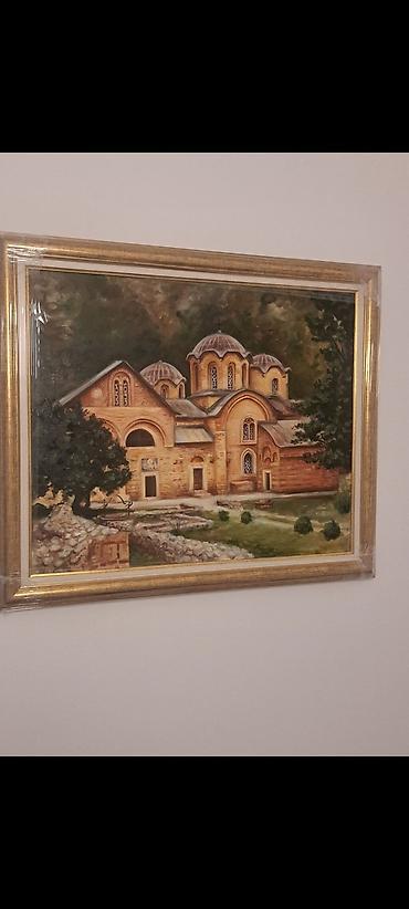 Ulje na platnu – panorama manastira Pećka Patrijaršija (pravoslavna