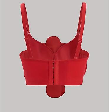 topdan geyim: Qırmızı çiçək detallı bralet top. ölçü arxadan ve ciyinlerden ayarlana — 2