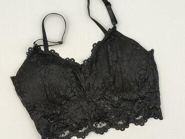 Koronkowy top/biustonosz bralette – czarny - Delikatna, ażurowa