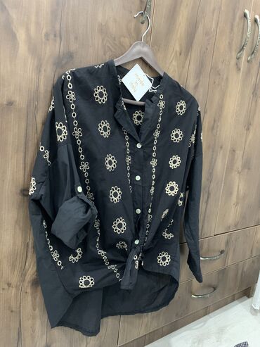 черный рубашка: Блузка, Пахта, Гүлдөрү бар