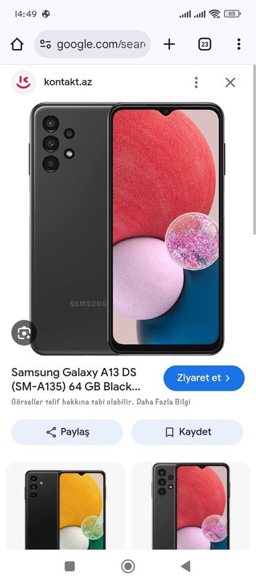 galaxy a13: Samsung Galaxy A13, 64 ГБ, цвет - Черный, Две SIM карты