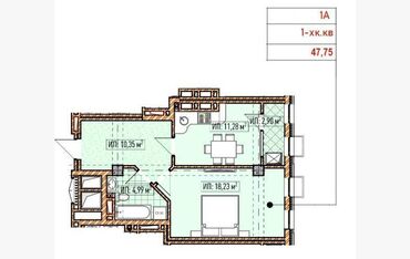 продаю квартиру в мкр учкун: 1 комната, 47 м², Элитка, 12 этаж, ПСО (под самоотделку)