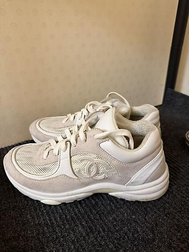 Orijinal Chanel White Mesh and Leather CC Lace Up Sneakers, 39 - at lalafo.az — 2 Orijinal Chanel White Mesh and Leather CC Lace Up Sneakers, 39 - — 2