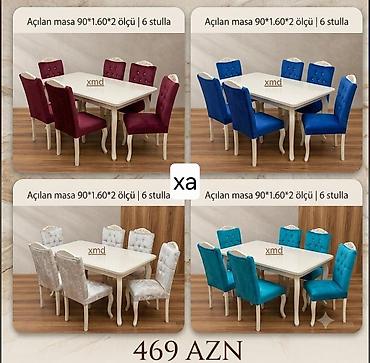 pastel dest: Açılan yemək dəsti – masa + 6 stul - Masa ölçüsü: 90 × 160 × 2 — 1