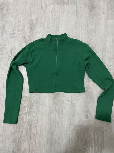 zara bluze i tunike: M (EU 38), Cotton, Single-colored, color - Green