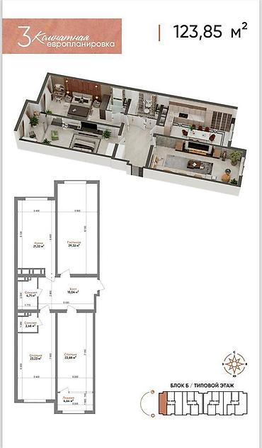 gala group: 3 комнаты, 124 м², Элитка, 9 этаж — 2