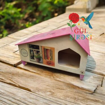 Yuvalar: Taxta pişik evi – “Burada yerim rahatdır” yazılı - Material — 31