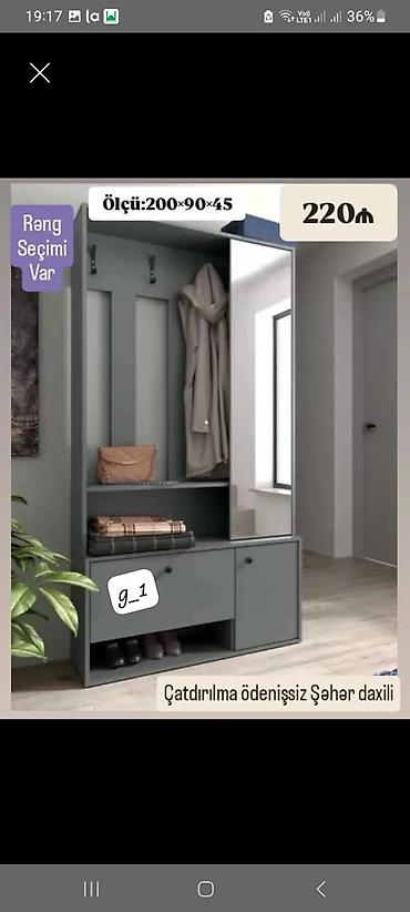 220: Dəhliz üçün funksional paltar asqısı və dolab sistemi Ölçü: 200×90×45 — 1