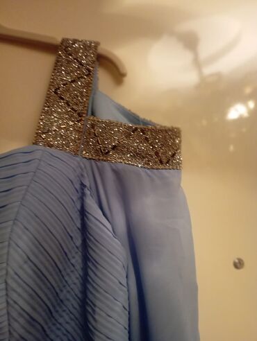 Ziyafət donları: Zərif mavi rəngdə ziyafət/libas paltarı. - Model: qalın çiyin — 6